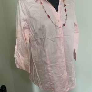 Dana Bachman 3/4 sleeve blouse pink six buttons front two each sleeve size L